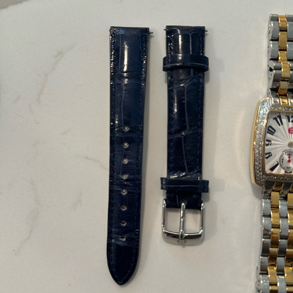 Michele Navy Croc Leather Watch Band 16mm